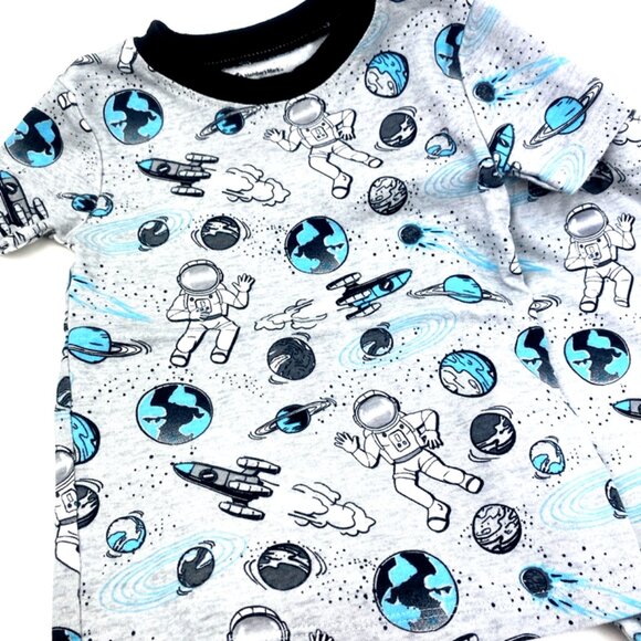 Boys Pajama Sleepwear Set Size 3T Matching 3pc Top Pants Bottoms Space Children - Picture 3 of 6